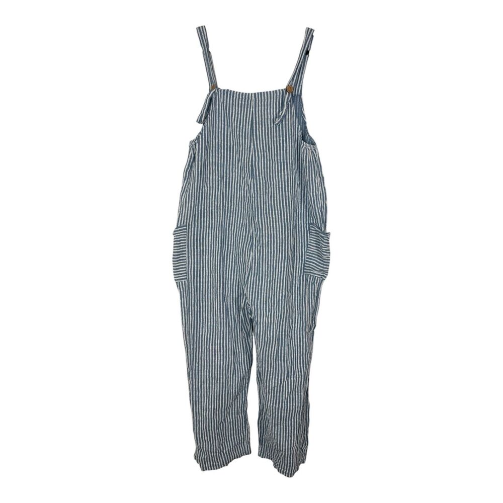 Made in Italy Womens Gauzy Cotton Jumpsuit 8 Striped Breathable Lagenlook Boho
